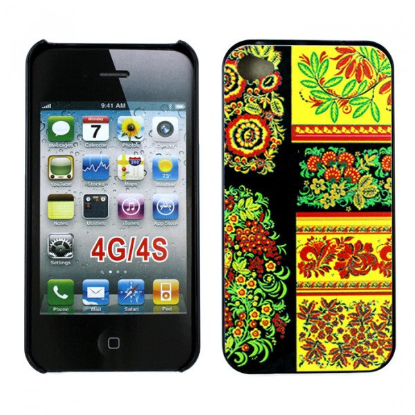 Wholesale iPhone 4 4S Passion Flower Design Hard Case (Flower Pattern Black)